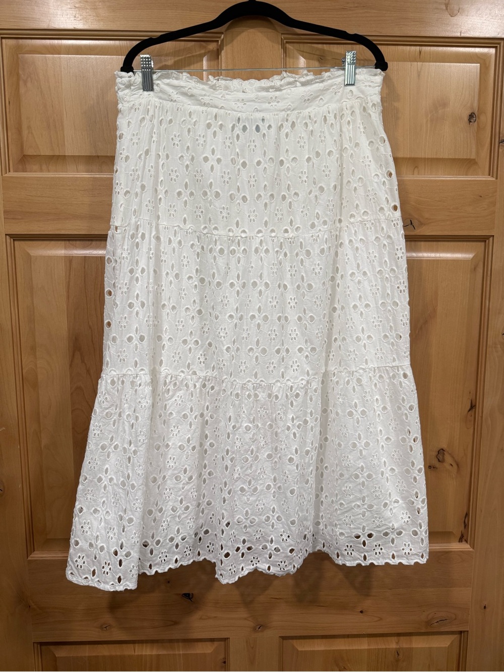 CeCe White Eyelet Tiered Midi Skirt